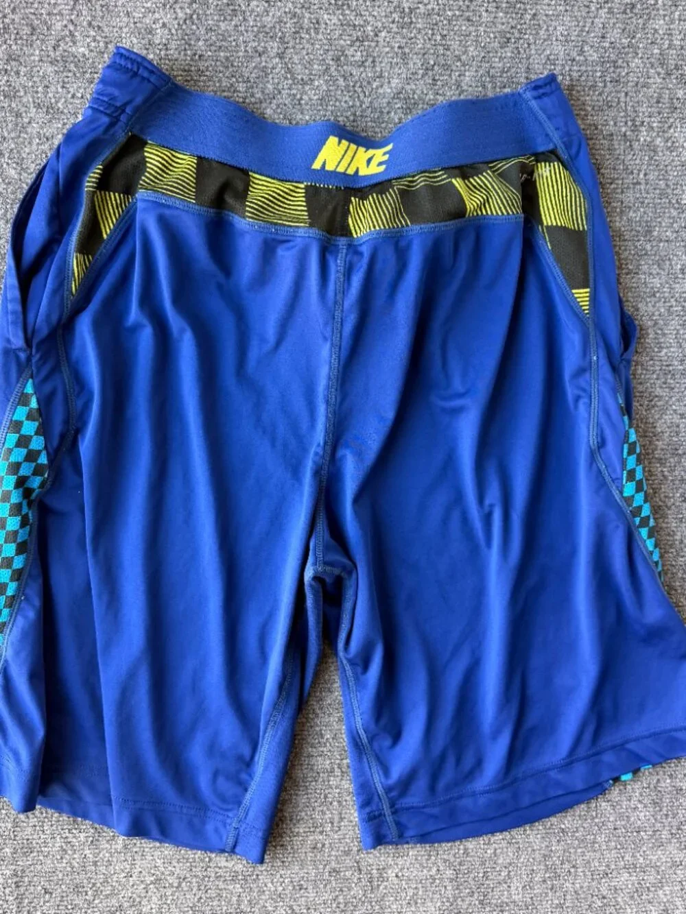 Nike Elite Lacrosse Training Shorts - Royal Blue & Volt - Medium